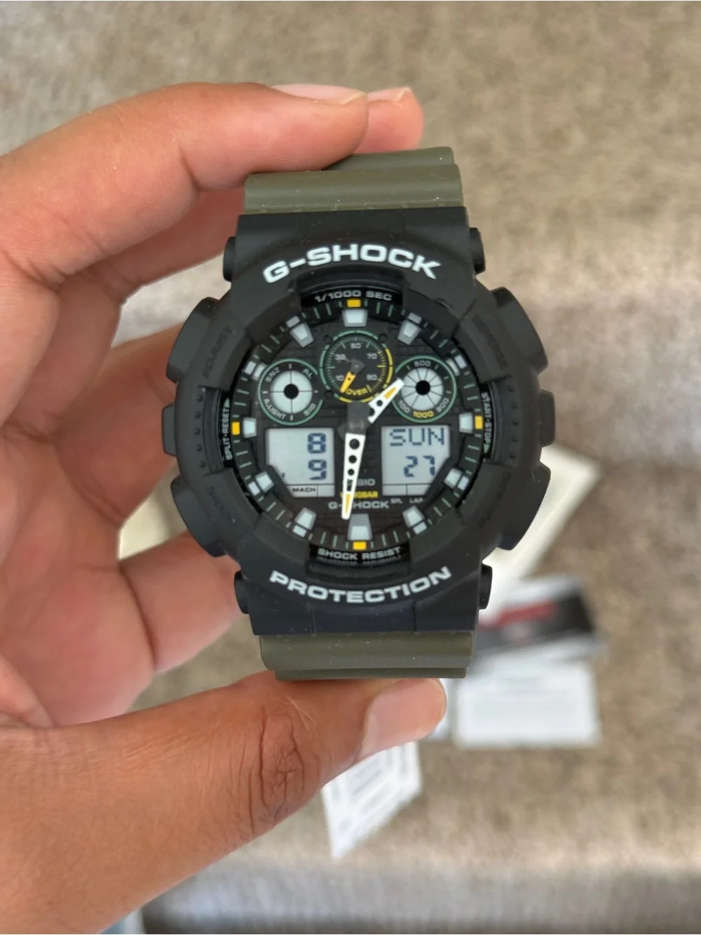 G-Shock Men's Casio Black & Olive Analog Digital Watch
